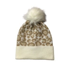 Cheetah Print Pom Pom Beanie
